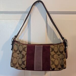Coach Signature Shoulder Bag - Brown and Burgundy
